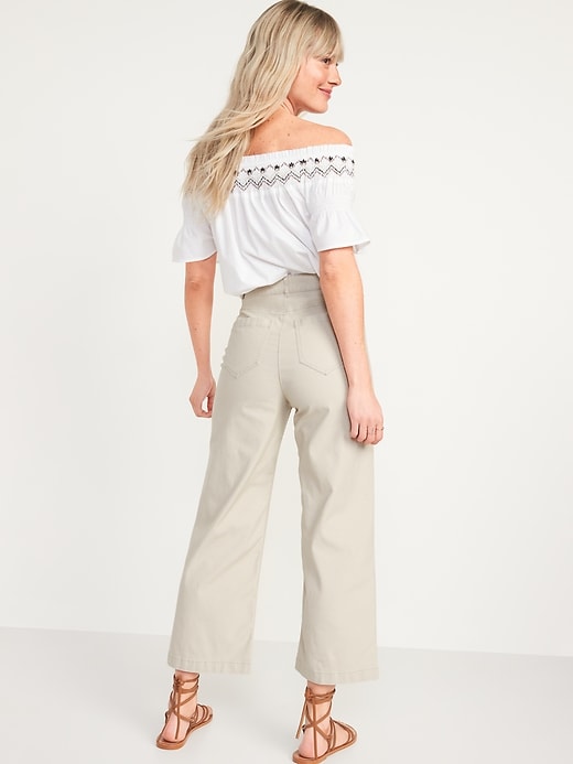 Image number 2 showing, High-Waisted Cropped Wide-Leg Pants for Women