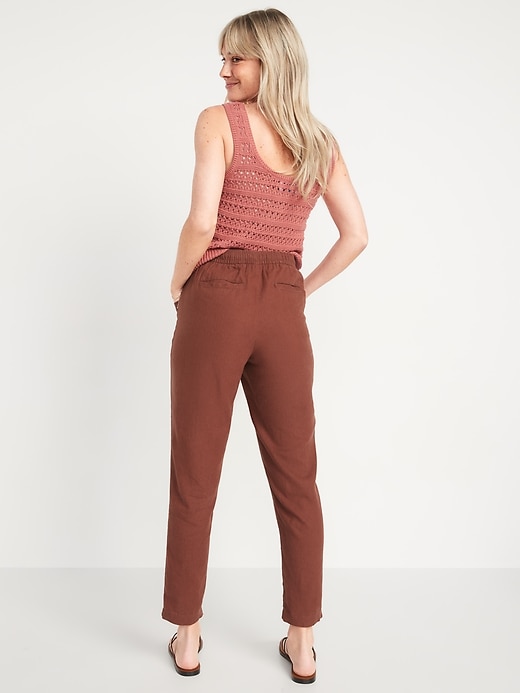 Image number 2 showing, High-Waisted Cropped Linen-Blend Pants for Women