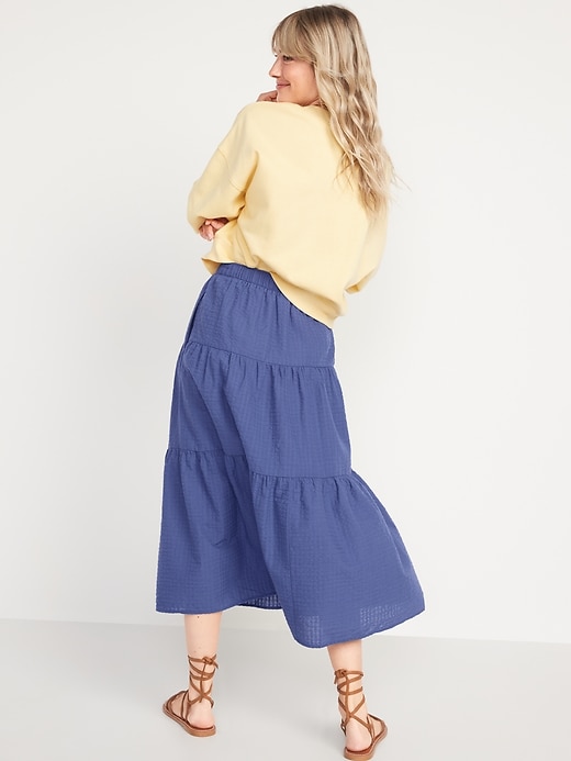 Image number 2 showing, High-Waisted Tiered Seersucker Maxi Skirt for Women