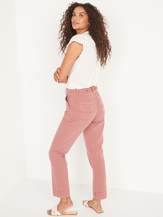 Image number 2 showing, High-Waisted Straight Canvas Workwear Pants