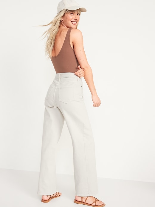 Image number 2 showing, Extra High-Waisted Wide-Leg Ecru Jeans