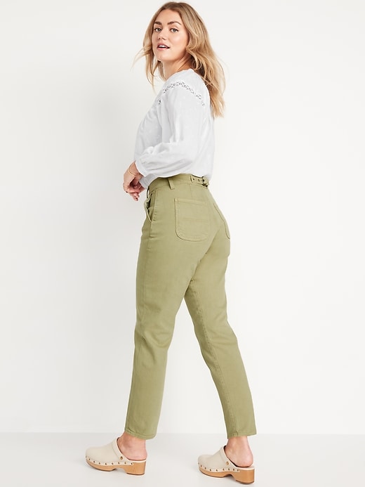 Image number 2 showing, Curvy Extra High-Waisted Button-Fly Sky-Hi Straight Pop-Color Workwear Jeans for Women
