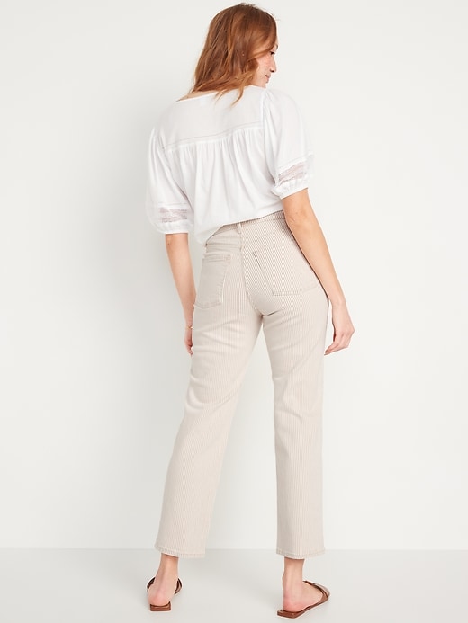 Image number 2 showing, Extra High-Waisted Button-Fly Sky-Hi Straight Striped Jeans for Women