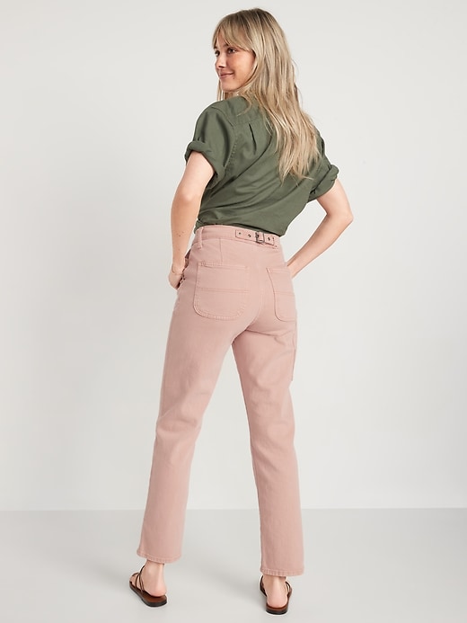 Image number 2 showing, Extra High-Waisted Sky-Hi Straight Pop-Color Workwear Jeans