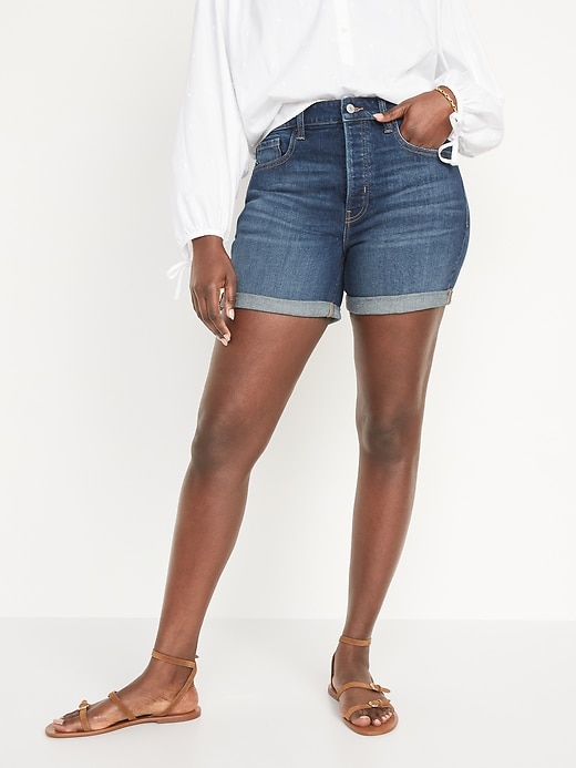 Image number 5 showing, High-Waisted Button-Fly O.G. Straight Jean Shorts for Women -- 5-inch inseam