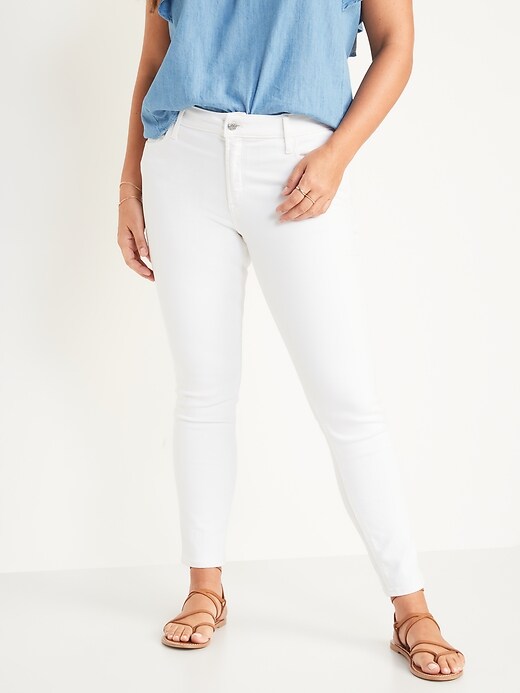 Image number 5 showing, Mid-Rise Rockstar Super Skinny White Jeans for Women