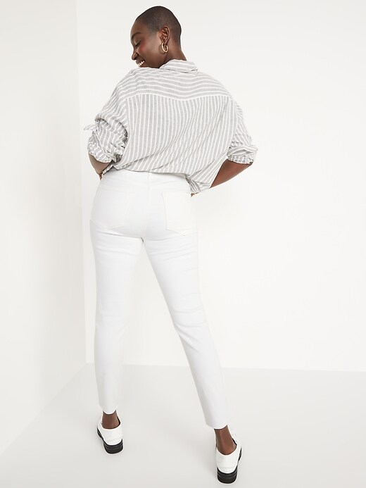 Image number 6 showing, High-Waisted Rockstar Super Skinny White Cut-Off Jeans for Women