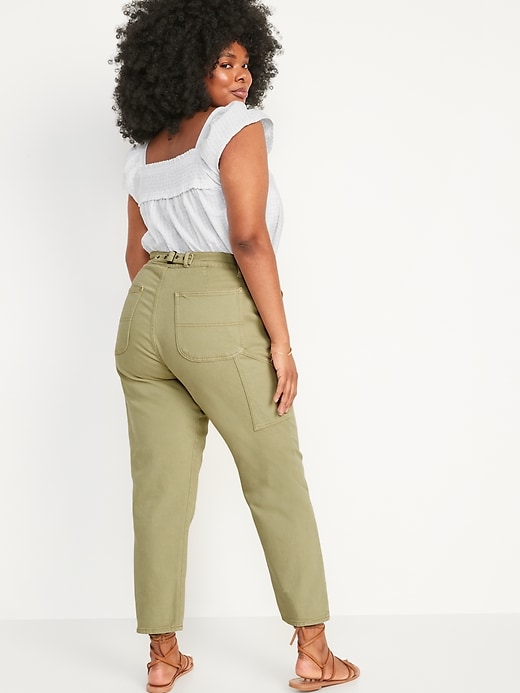 Image number 5 showing, Curvy Extra High-Waisted Button-Fly Sky-Hi Straight Pop-Color Workwear Jeans for Women
