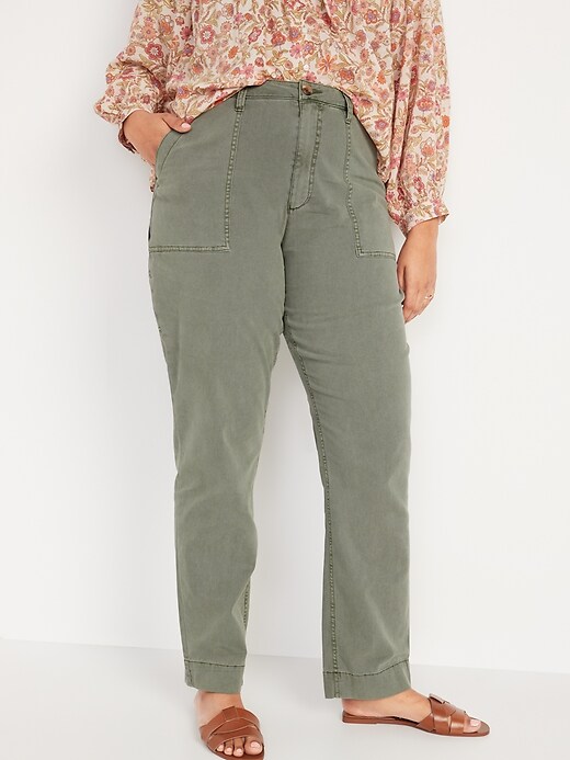 Image number 5 showing, High-Waisted Straight Canvas Workwear Pants for Women