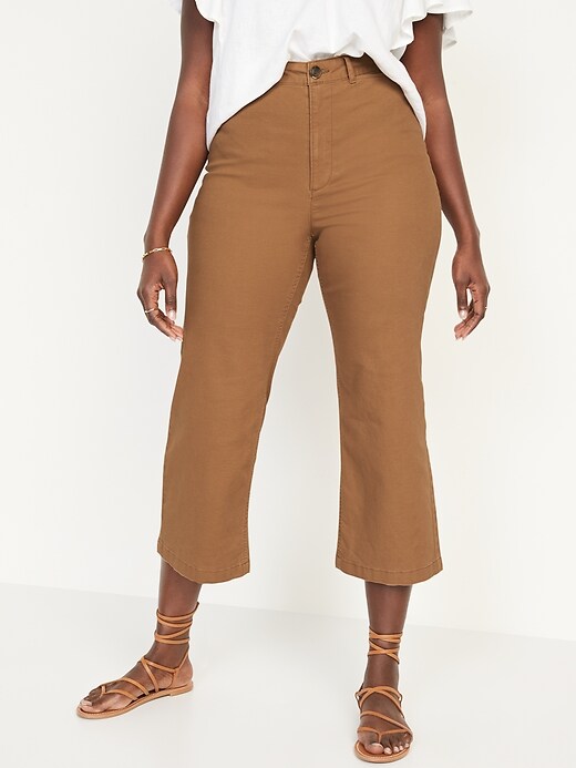Image number 5 showing, High-Waisted Cropped Wide-Leg Pants for Women