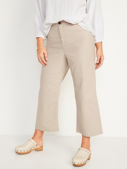 Image number 4 showing, High-Waisted Cropped Wide-Leg Pants