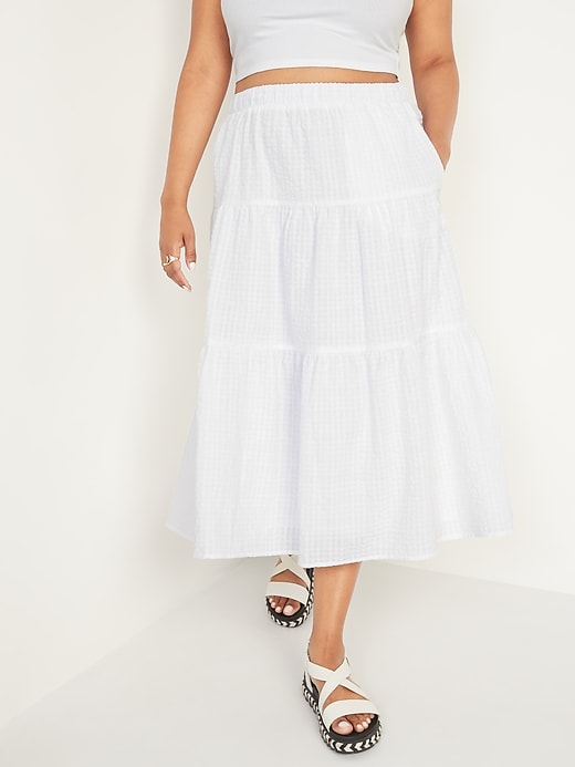 Image number 5 showing, High-Waisted Tiered Seersucker Maxi Skirt for Women