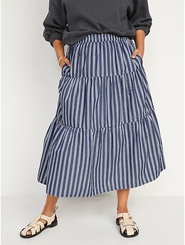 Stripe tiered shop maxi skirt