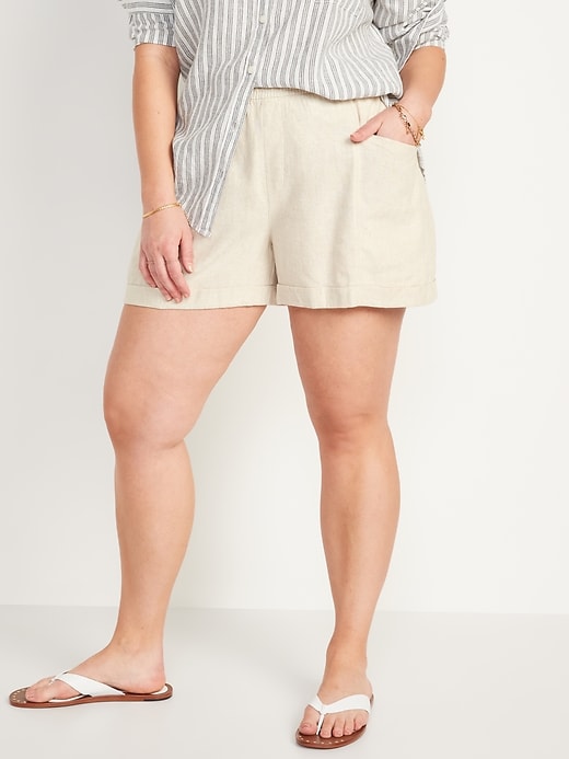 Image number 5 showing, High-Waisted Linen-Blend Shorts for Women -- 3.5-inch inseam