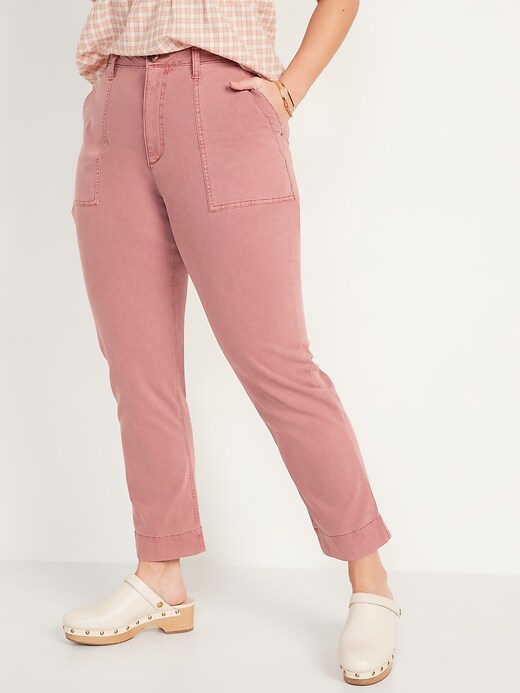 Image number 5 showing, High-Waisted Straight Canvas Workwear Pants