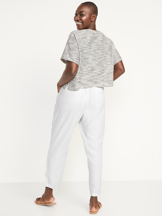 Image number 6 showing, High-Waisted Cropped Linen-Blend Straight-Leg Pants for Women