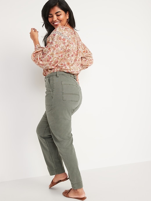 Image number 6 showing, High-Waisted Straight Canvas Workwear Pants for Women