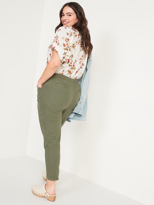 Image number 6 showing, High-Waisted Cropped Linen-Blend Pants for Women