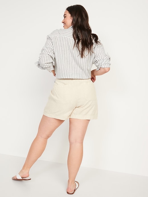 Image number 6 showing, High-Waisted Linen-Blend Shorts for Women -- 3.5-inch inseam