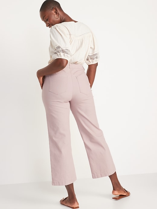 Image number 6 showing, High-Waisted Cropped Wide-Leg Pants