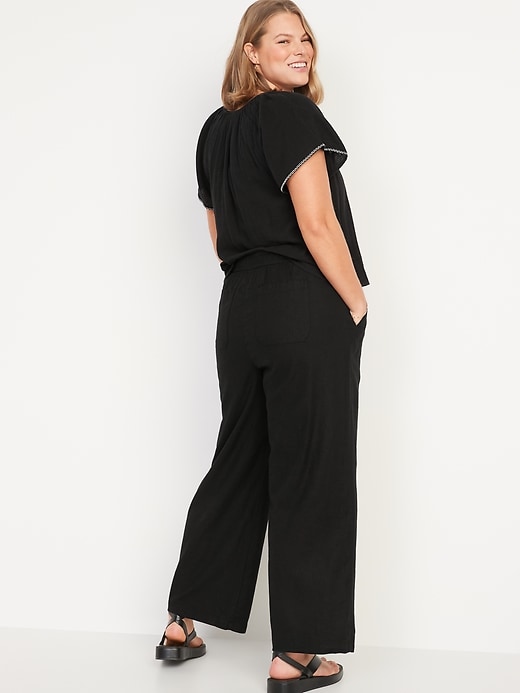 Image number 6 showing, High-Waisted Linen-Blend Wide-Leg Pants for Women