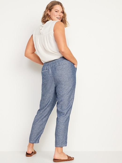 Image number 6 showing, High-Waisted Cropped Linen-Blend Pants for Women