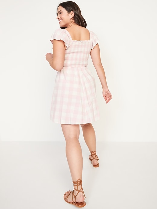 Image number 6 showing, Fit & Flare Flutter-Sleeve Gingham Mini Dress