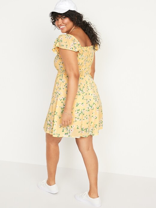 Image number 6 showing, Fit & Flare Flutter-Sleeve Smocked Mini Dress for Women