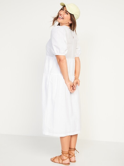 Image number 6 showing, Tiered Puff-Sleeve All-Day Midi Swing Dress for Women