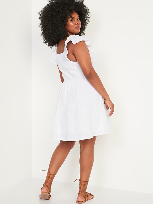 Image number 6 showing, Fit & Flare Flutter-Sleeve Smocked Seersucker Mini Dress for Women