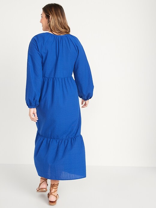 Image number 6 showing, Long-Sleeve Seersucker All-Day Midi Swing Dress for Women