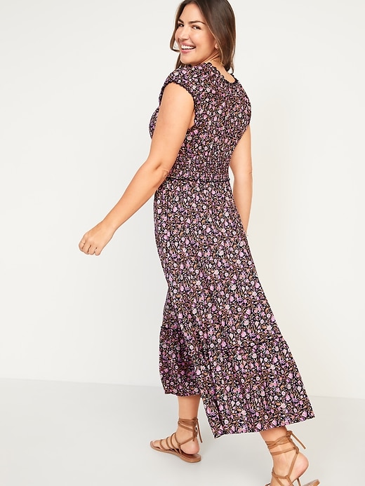 Image number 6 showing, Waist-Defined Short-Sleeve Printed Midi Dress
