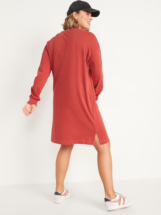 Image number 6 showing, Long-Sleeve Mini Sweatshirt Shift Dress