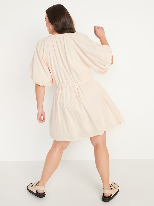 Image number 6 showing, Waist-Defined Puff-Sleeve Mini Dress