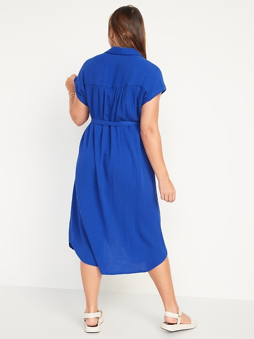 Short-Sleeve Waist-Defined Midi Shirt Dress for Women | Old Navy