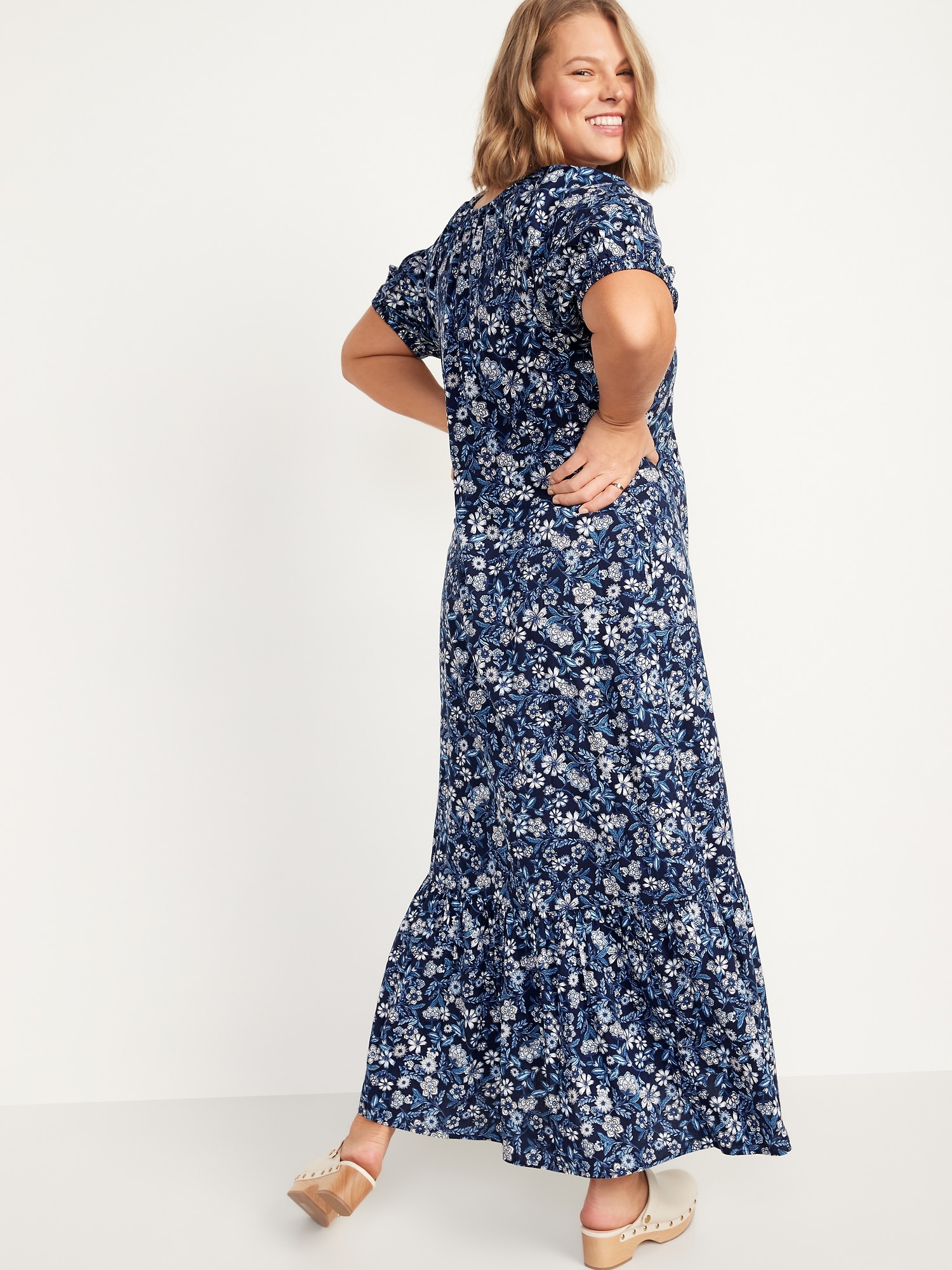 Floral-Print Puff-Sleeve All-Day Maxi Swing Dress for Women | Old Navy