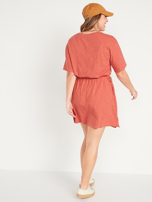 Image number 6 showing, Waist-Defined Short-Sleeve Slub-Knit Mini T-Shirt Dress