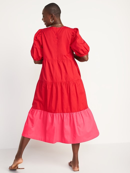 Image number 6 showing, Tiered Two-Tone All-Day Midi Swing Dress for Women