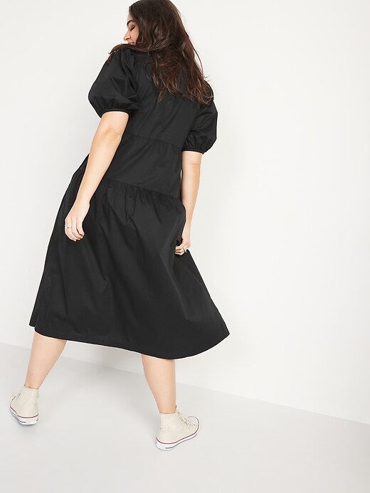 Image number 6 showing, Puff-Sleeve All-Day Midi Swing Dress for Women