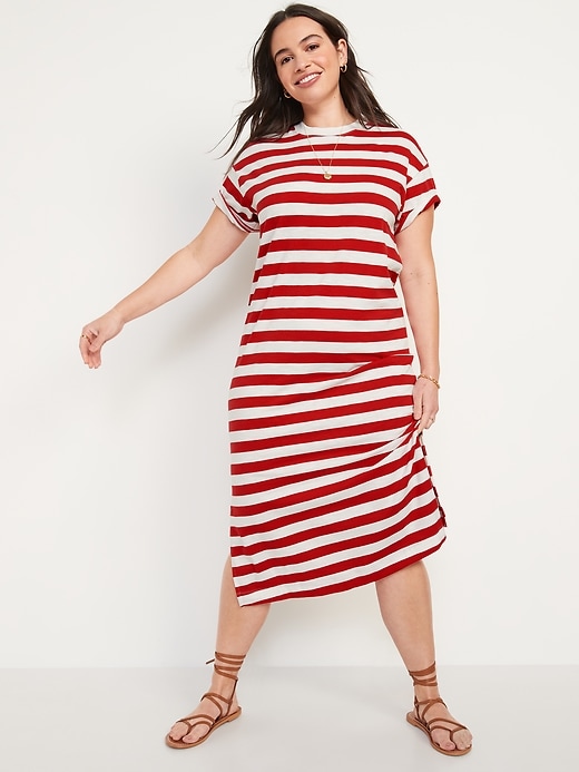 Image number 5 showing, Vintage Striped T-Shirt Midi Shift Dress