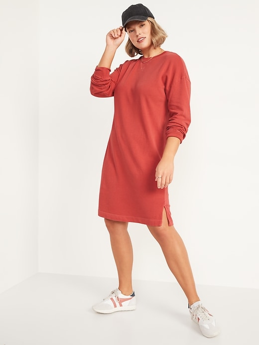 Image number 5 showing, Long-Sleeve Mini Sweatshirt Shift Dress