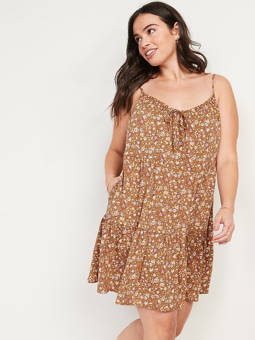 Image number 5 showing, Tiered Floral-Print Mini Cami Swing Dress