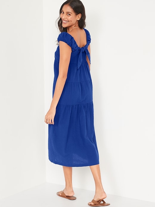 Image number 2 showing, Fit & Flare Tiered Seersucker All-Day Maxi Dress for Women