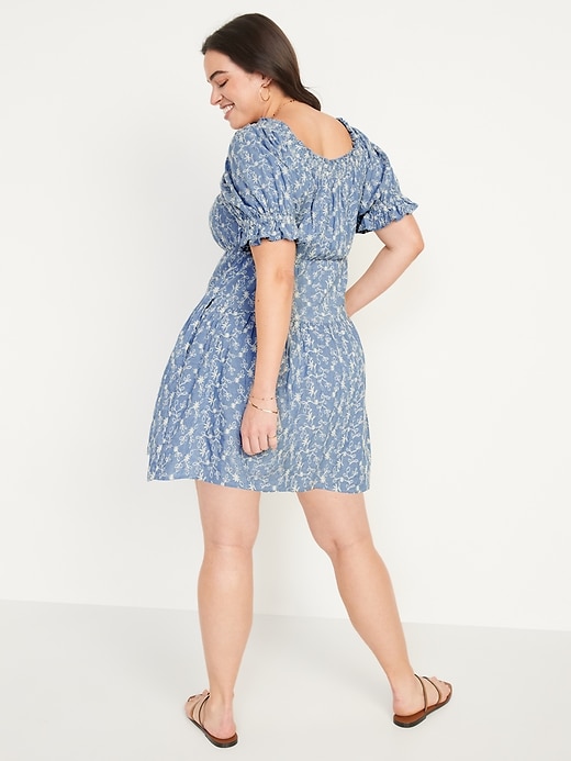 Image number 6 showing, Puff-Sleeve Tiered Mini Swing Dress for Women