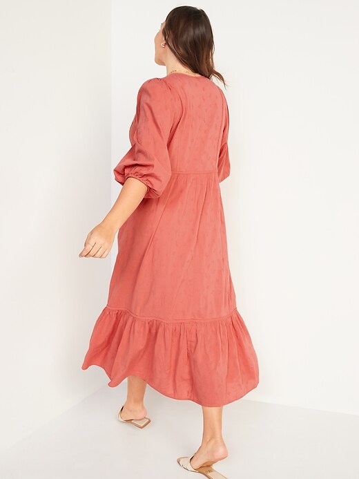 Image number 6 showing, Tie-Neck 3/4-Sleeve All-Day Maxi Swing Dress for Women