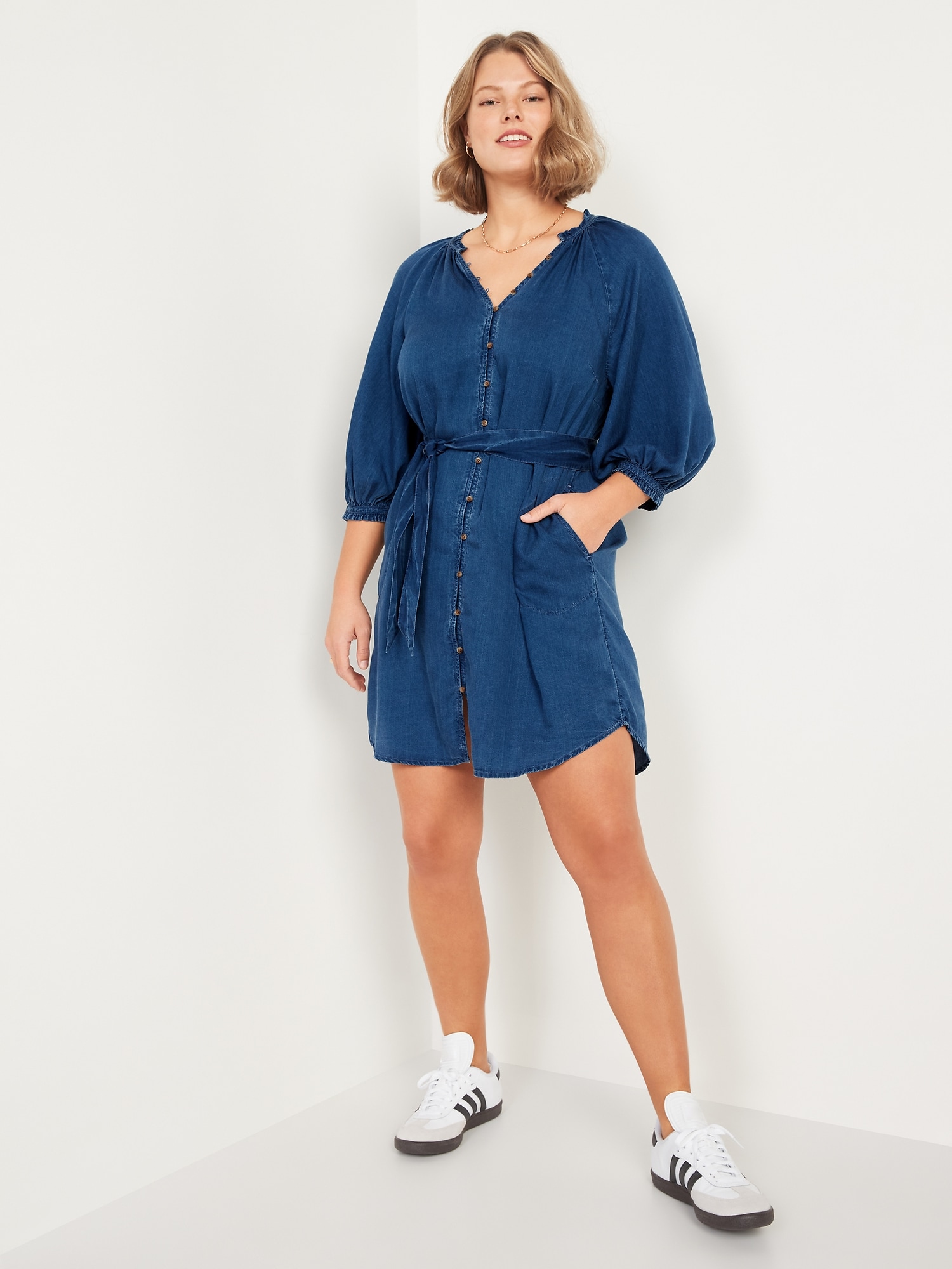 waist defined shirt dress