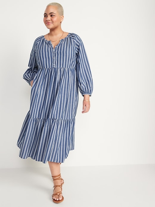 Image number 5 showing, Striped Button-Front All-Day Midi Swing Dress for Women