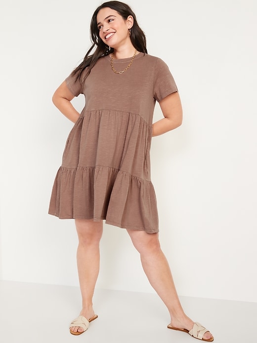 Image number 5 showing, Short-Sleeve Tiered Mini Swing Dress for Women