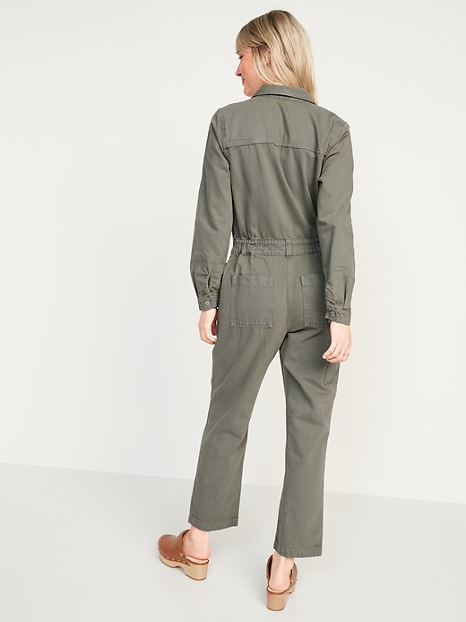 Old Navy Long-Sleeve Medium-Wash Utility Jean Jumpsuit for Women -  ShopStyle Plus Size Clothing
