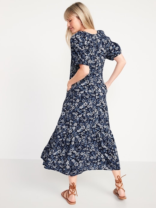 Image number 2 showing, Floral-Print Puff-Sleeve All-Day Maxi Swing Dress